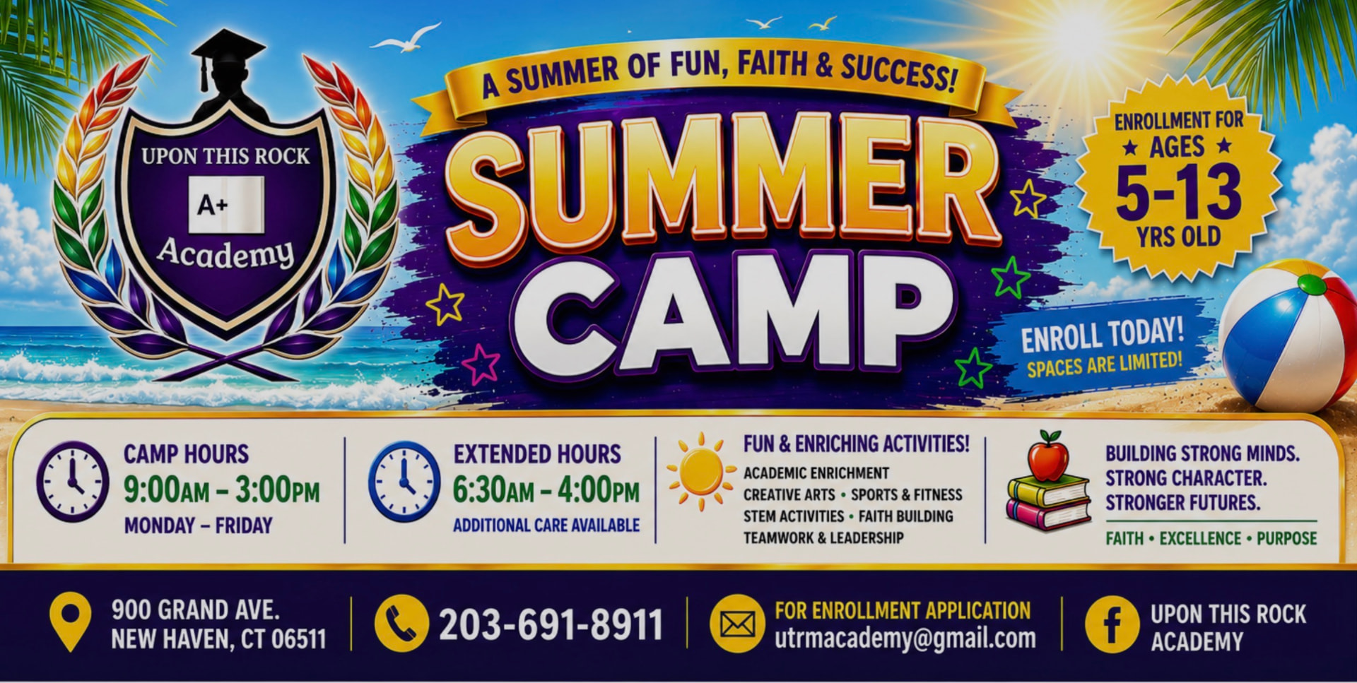 Upon This Rock A+ Academy summer camp flyer